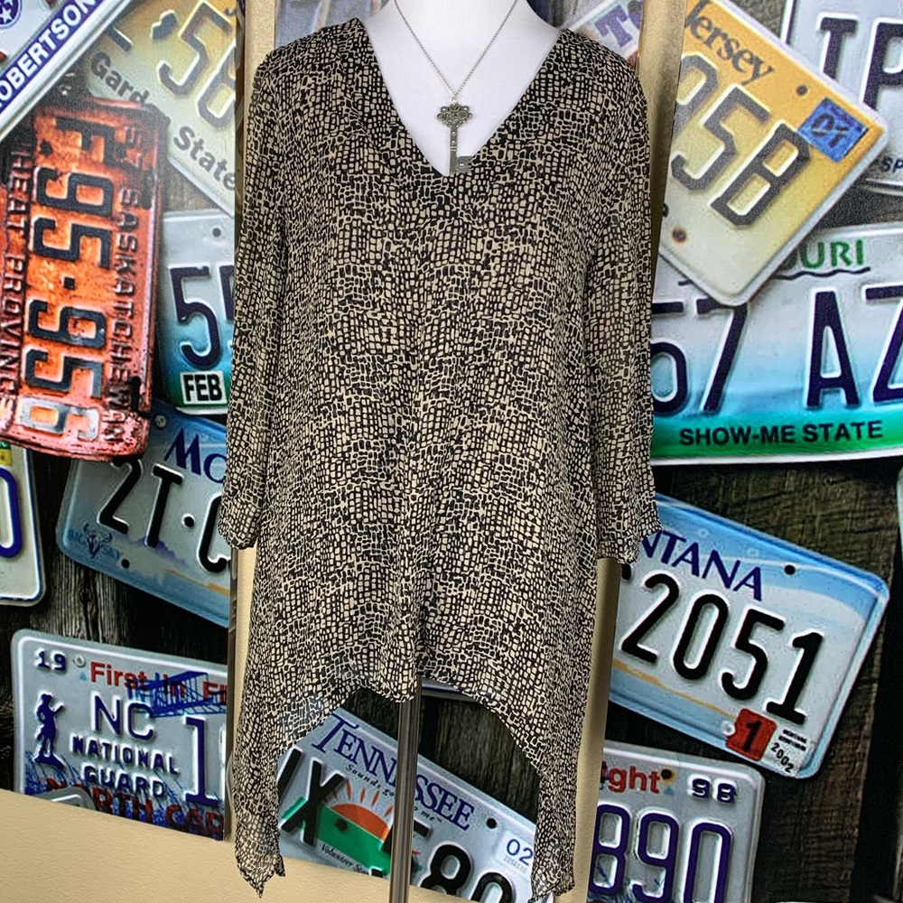 Brown/Black Flowy Dana Buchman LG Blouse - Picture 1 of 4